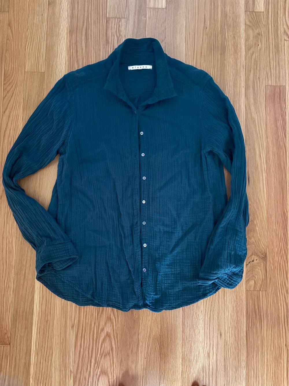 XiRENA Women’s Casual Button-Down Shirt in Teal Blue